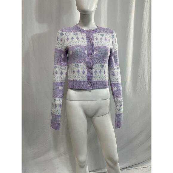 Majorelle 'Marnie' White Fair Isle Cardigan Size XS - Picture 3 of 5